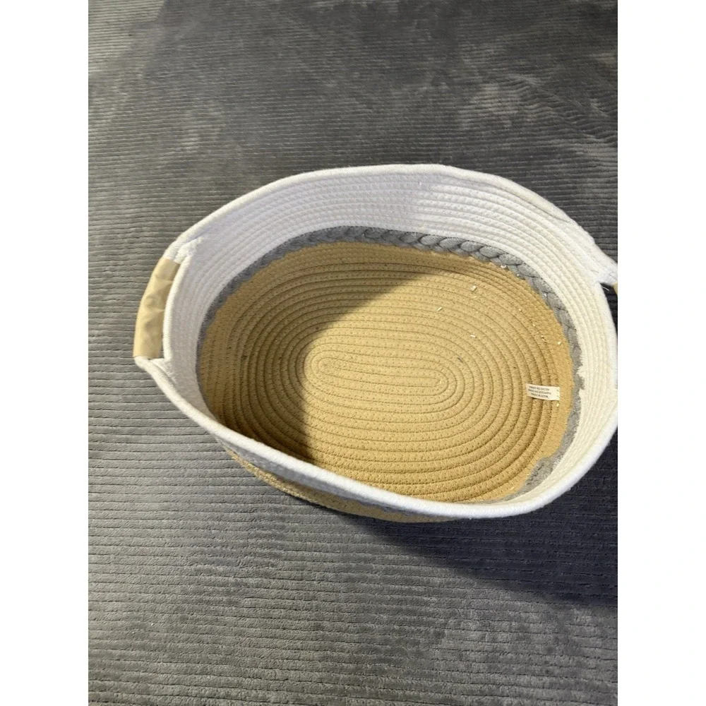 Short Stories Large Rope Basket Round Woven With Handle 9.8x9.8x3 FFF